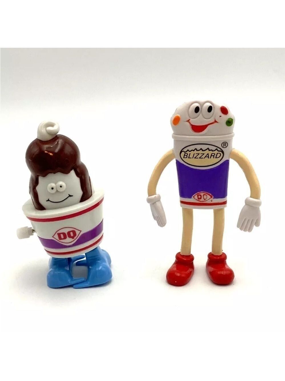 Dairy Queen DQ 1998 Toy Lot Wind-Up Sundae & Blizzard Mascot Bendy